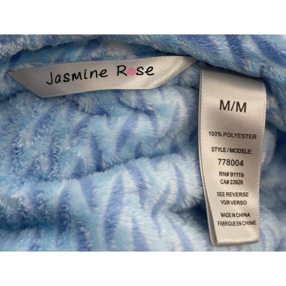 Jasmine Rose Women's Size Medium Blue/White Snowflake Print Plush Bathrobe - Picture 5 of 5